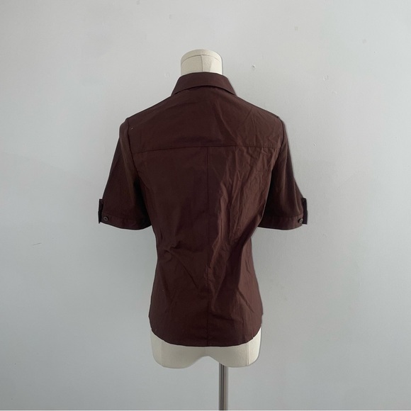 Rag & Bone Mix Media Polo Shirt in Chocolate | Women’s Size Small - Picture 3 of 5